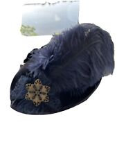1905 Antique Blue Velvet Jardine Hat With Feather Hat Stand Carrying Case