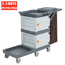 Janitorial Trolley Cleaning Cart Wcabinet Vinyl Bag For Housekeeping Commercial