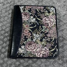 Franklin Covey Quest 7 Ring Zip Around Planner Binder Leather Floral Tapestry
