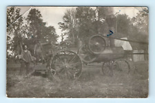 Original Photo Postcard Rppc Steam Traction Engine Tractor Agriculture Gasoline