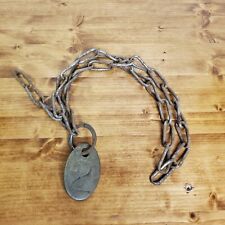 Antique Vintage Brass Number 2 Cow Cattle Tag Original Chain