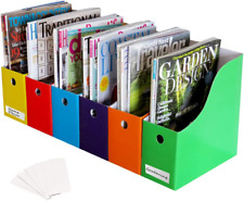 Magazine File Holder-organizer-full 4 Inch Wide-6 Colors-wlabels-set6