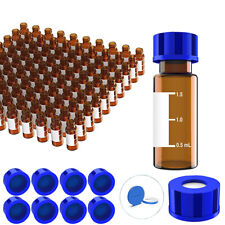 100pcs 2ml 9-425 Small Glass Vials Bottles Amber Containers With Screw Caps Hplc