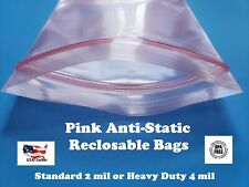 Antistatic Pink 2 Or 4-mil Zip Seal Heavy-duty Static Reclosable Top Lock Bags