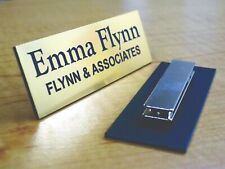 Custom Engraved 1x3 Brushed Gold Name Tag Badge Magnet Employee Magnetic