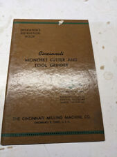 Cincinnati Operator Service Manual Monoset Cutter Tool Grinder 1953 M-1447-1