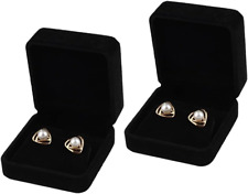 2 Pcs Black Velvet Earring Boxes Ear Stud Gift Boxes Jewelry Packaging Boxes Nec