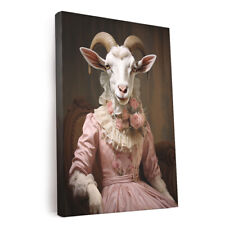Goat Wearing A Pink Dress Printed Canvas Wall Art Perfect For Home Decor