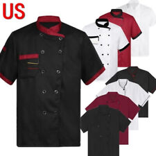 Us Chef Uniform Men Short Sleeve Kitchen Service Coat Jacket Button Down Shirts