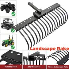 Landscape Rake 49 Pine Straw Rake For Lawn 2 Receiver Tractor Loader Atv Utv
