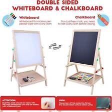 2 In 1 Kid Standing Art Easel Wooden Chalk Drawing Board Double Side Whiteblack