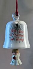Russ 4.5 Angel Bell Porcelain Ornament Sounds Of Christmas Gold Trim Vtg Rare
