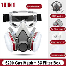 6200 Half Face 16 In 1 Gas Mask Chemical Vapor Paint Spray Respirator Filter