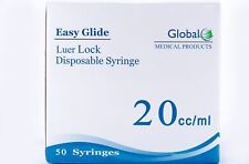 Global Medical Easy Glide 20ccml Luer Lock Syringe - 50 Per Box