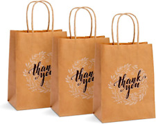 50 Count Small Thank You Gift Bags Bulk With Handle Brown Kraft Paper Bags For