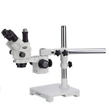 Amscope 7x-45x Simul-focal Zoom Trinocular Stereo Microscope Locking Single Boom