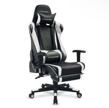 Gtracing Gamingoffice Chair - White With Footrest Adjustable Headrest