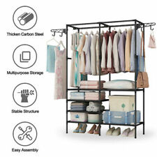 Heavy Duty Double Rail Clothes Garment Hanging Rack Shelf Display Stand Organize
