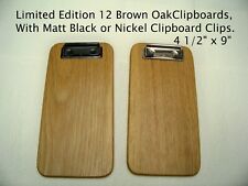 Small Clipboard 12 Brown Oak Check Presenters Black Or Nickel Clips.