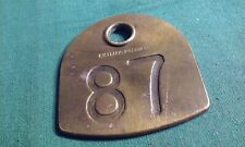 Vintage O M Franklin Serum Company - 87 Thick Solid Brass Cattle Cow Steer Tag