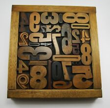 29 Pieces Vintageantique Letterpress Wood Type Numbers In A Frame Wstand.