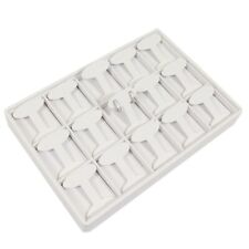 White Faux Leather 15 Pair Earring Jewelry Display Holder Showcase Stand Tray