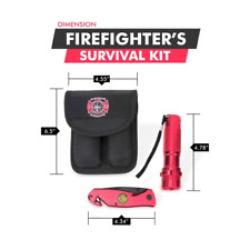 Knife And Flashlight Set With Pouch And Firefighter Emblem - Led Light - 3.5