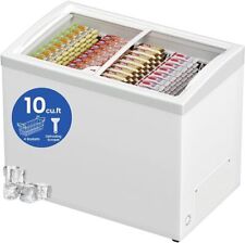 New Commercial Ice Cream Chest Freezer Display Showcase With Glass Top 10 Cu.ft
