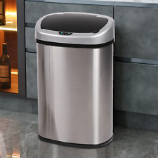 13 Gallon Stainless Steel Garbage Can Metal Trash Bin W Lid For Kitchen Bedroom