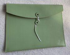 Vtg Genuine Leather Folder Document Holder Envelope Case Green Wachovia Bank