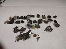 Vintage Lot Of 21 Padlocks Key Rings Master Safe Dudley Corbin American Etc