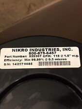 Nikro Industries Hepa Filter 520307 New
