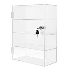 Clear Acrylic Display Case Countertop Box Dustproof Shelves Showcase With Lock