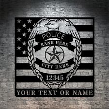 Personalized Police Badge Name Metal Sign Custom Police Wall Art Decor Gift