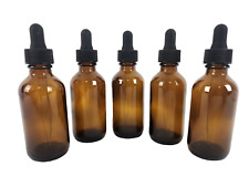 2oz Amber Glass Medicinearomatherapy Bottle Wblack Top Glass Dropper 5 Pack