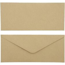 100x Kraft Envelopes V Flap With Gummed Glue Seal For Office 9.5 X 4 Inch Brown