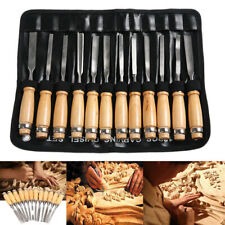 12 Pieces Pro Steel Wood Carving Hand Chisel Set Woodworking Lathe Gouges Tools