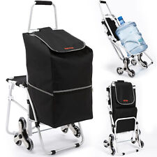 Vevor Stair Climbing Cart 50l Foldable Shopping Cart W Waterproof Bag Seat