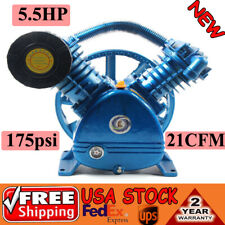 5hp 175 Psi Air Compressor Pump Motor Head Double Stage V-style 2-cylinder New
