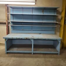 Heavy Duty Steel Industrial Table Work Bench With Wood Shelves - No Shipping
