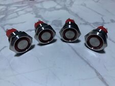 4 Marine Red Led Push Switch On-off Ring Button Ultra Flush Power Switch 19mm
