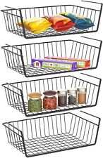 4 Pack Under Cabinet Organizer Shelf Wire Rack Hanging Storage Baskets Kitchen