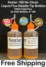 100ml 3.38oz Kester 186 No Clean Liquid Rosin Flux Needle Tip Bottles