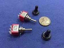 2 Pieces Red Waterproof Momentary Mini Toggle Switch On-off-on 6 Pin 14 A5