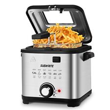 Hihuos 1.6qt Cool Touch Sides Stainless Electric Deep Fryer With Nonstick Basket