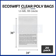 20 24x36 Large Self Seal Suffocation Warning Clear Poly Bags 1.5 Mil Free Ship