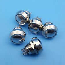 5pcs Waterproof Metal 12mm 4pin Momentary Domed Spdt Push Button Switch 1no 1nc