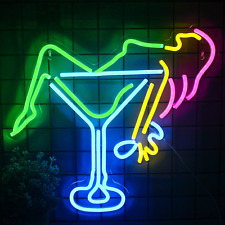 Woman Wineglass Neon Sign Colorful Cocktails Led Neon Light Signs For Bar Wall A