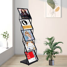 Magazine Rack Folding Newspaper Organizer Stand 5-layer Book Display Shelf Black
