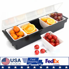 Bar 5 Compartments Condiment Dispenser Chilled Server Caddy Food Tray Salad Tray